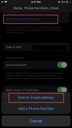 Add an Email Adress selected from Apple id Settings on iPhone