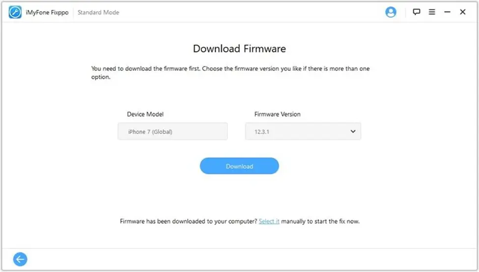 download iOS Firmware for iPhone in iMyfone Fixppo App