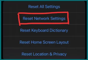 Reset network settings on iPhone