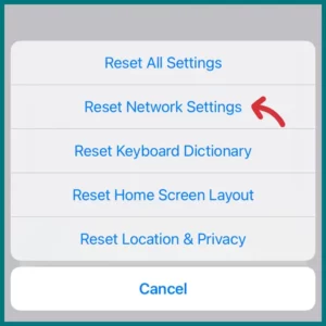 Reset network settings on iphone