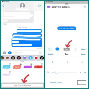 choose icons in Color Text Bubbles app on iMessage