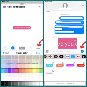 send personalized bubble using Color Text Bubbles app on iMessage