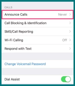 Announce calls option disabled from settings on iPhone