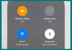 Airplane mode enabled on iPhone