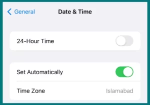 Set Automatically turned on in date and time settings 