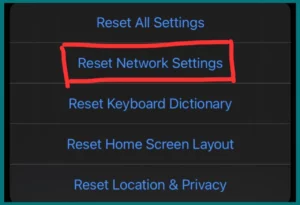 Reset network settings on iPhone