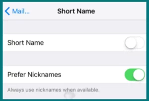 Short name settings on iPhone