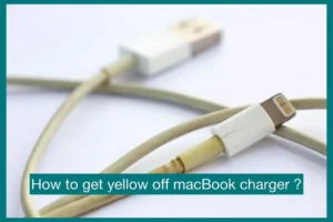 A macbook charger that has turned yellow