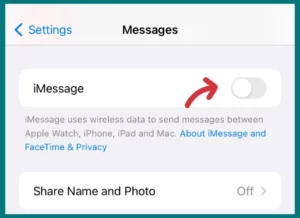 Turn iMessage off from messages settings
