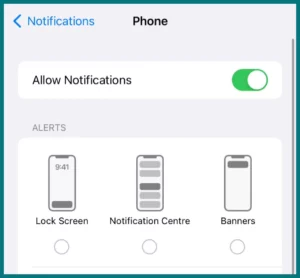 Allow notifications on iPhone setting