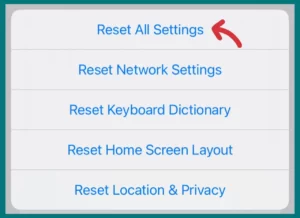 Factory reset all settings iPhone