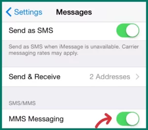 Turn MMS Messaging on in iPhone