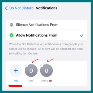 allowing notification and calls from certain contacts only in do not disturb mode