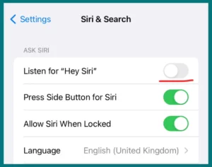 Siri disabled on iPhone