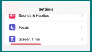 Screen Time option on iPhone