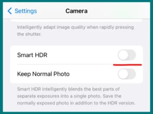 Smart HDR disabled on iPhone