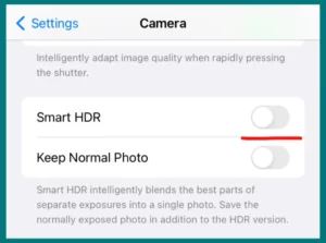 "Smart HDR"  option turned off on iPhone