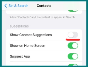 How to disable Show contact suggestion option on iPhone