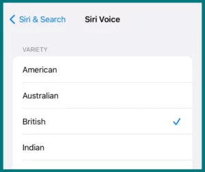 Siri Voice Language Settings 