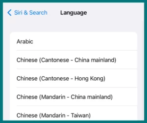 Siri Language settings iphone