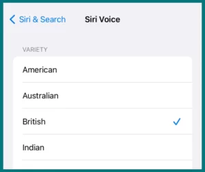 Change Siri Voice Language from Siri & Search